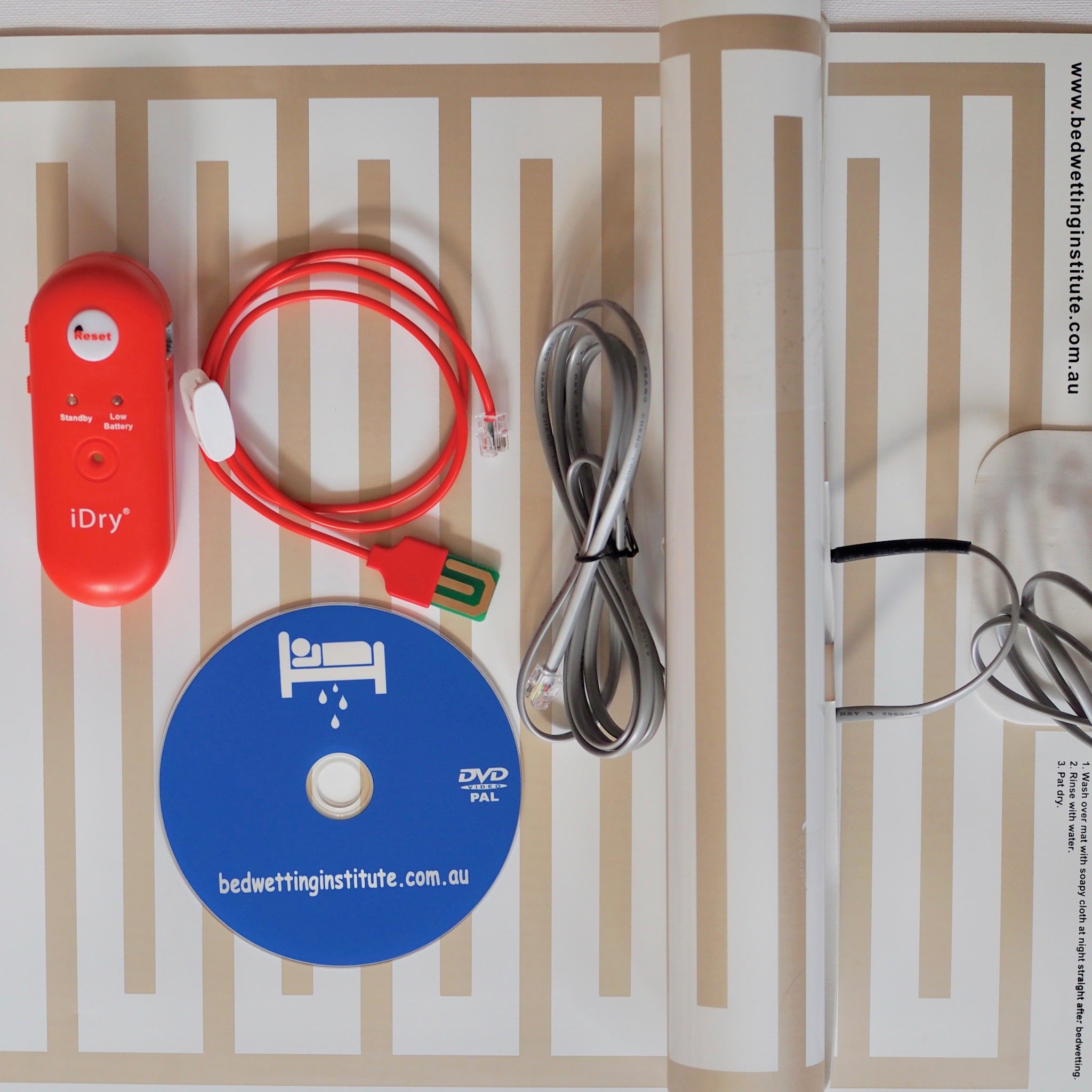 iDry Bed Wetting Alarm -Loudest +two mats+underpants sensor + DVD bedwetting